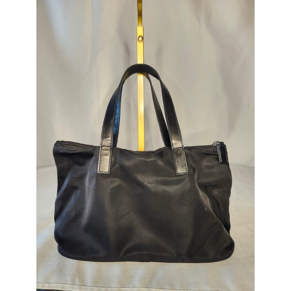 Prada Black Nylon Tote Bag Leather Handles Made in Italy Authenticity Card - Picture 3 of 15